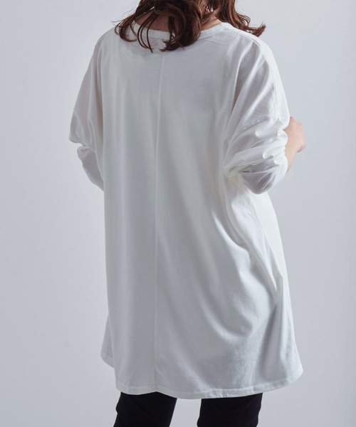 Fizz（フィズ）の「【Fizz/フィズ】　チュニック丈ビッグロンTee（チュニック・レディース・グレー/ホワイト/ブラック/カーキ・L/M）」の5枚目の写真