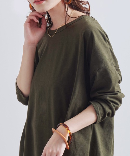 Fizz（フィズ）の「【Fizz/フィズ】　チュニック丈ビッグロンTee（チュニック・レディース・グレー/ホワイト/ブラック/カーキ・L/M）」の11枚目の写真