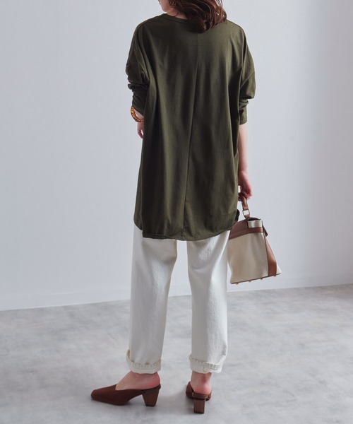 Fizz（フィズ）の「【Fizz/フィズ】　チュニック丈ビッグロンTee（チュニック・レディース・グレー/ホワイト/ブラック/カーキ・L/M）」の12枚目の写真