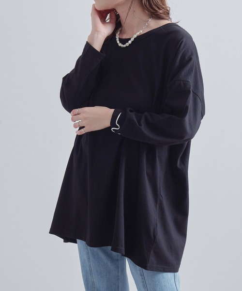 Fizz（フィズ）の「【Fizz/フィズ】　チュニック丈ビッグロンTee（チュニック・レディース・グレー/ホワイト/ブラック/カーキ・L/M）」の15枚目の写真