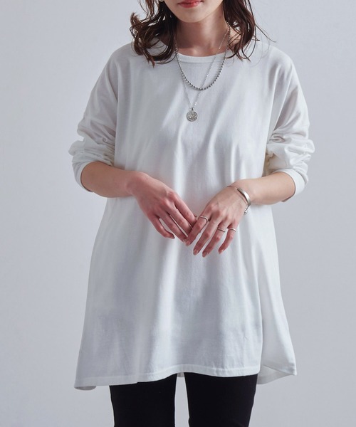 Fizz（フィズ）の「【Fizz/フィズ】　チュニック丈ビッグロンTee（チュニック・レディース・グレー/ホワイト/ブラック/カーキ・L/M）」の17枚目の写真