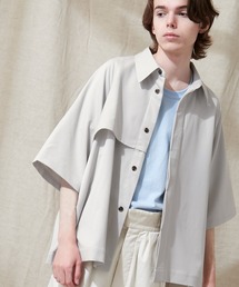EMMA CLOTHES | TRストレッチ ビッグシルエット ラグランスリーブ ヨークトレンチシャツ/バックロングベンツ(1/2 Sleeve) EMMA CLOTHES 2021 SUMMER(シャツ/ブラウス)