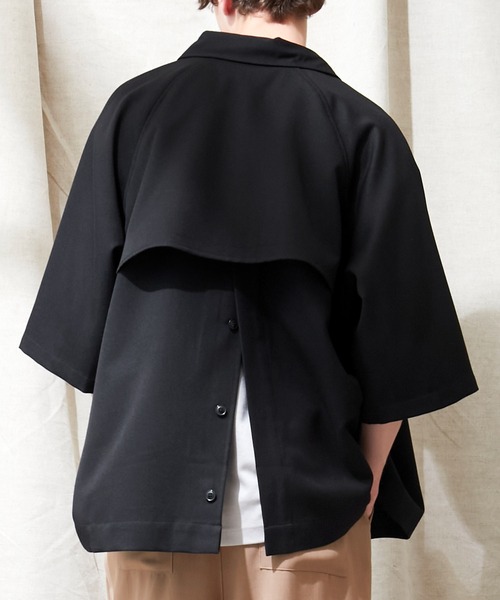 EMMA CLOTHES（エマクローズ）の「TRストレッチ ビッグシルエット ラグランスリーブ ヨークトレンチシャツ/バックロングベンツ(1/2 Sleeve) EMMA CLOTHES（シャツ/ブラウス・メンズ・ブラック/スモークグレー/ブラウン系その他/ライラック/ライトグレー・FREE）」の18枚目の写真