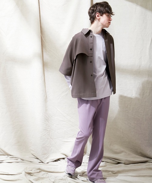 EMMA CLOTHES（エマクローズ）の「TRストレッチ ビッグシルエット ラグランスリーブ ヨークトレンチシャツ/バックロングベンツ(1/2 Sleeve) EMMA CLOTHES（シャツ/ブラウス・メンズ・ブラック/スモークグレー/ブラウン系その他/ライラック/ライトグレー・FREE）」の16枚目の写真