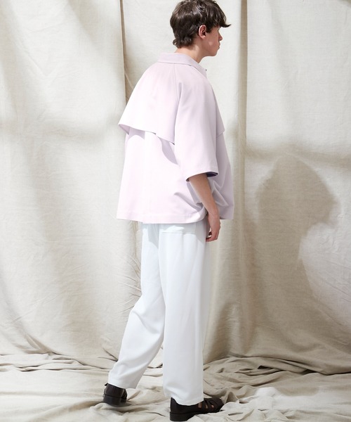 EMMA CLOTHES（エマクローズ）の「TRストレッチ ビッグシルエット ラグランスリーブ ヨークトレンチシャツ/バックロングベンツ(1/2 Sleeve) EMMA CLOTHES（シャツ/ブラウス・メンズ・ブラック/スモークグレー/ブラウン系その他/ライラック/ライトグレー・FREE）」の11枚目の写真