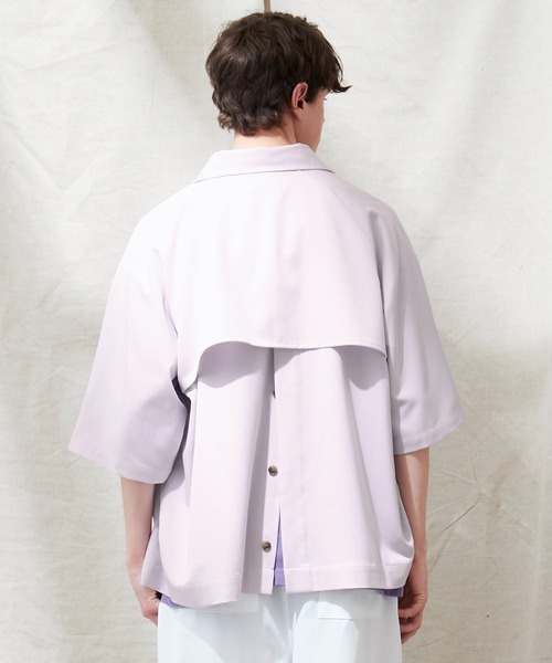 EMMA CLOTHES（エマクローズ）の「TRストレッチ ビッグシルエット ラグランスリーブ ヨークトレンチシャツ/バックロングベンツ(1/2 Sleeve) EMMA CLOTHES（シャツ/ブラウス・メンズ・ブラック/スモークグレー/ブラウン系その他/ライラック/ライトグレー・FREE）」の19枚目の写真