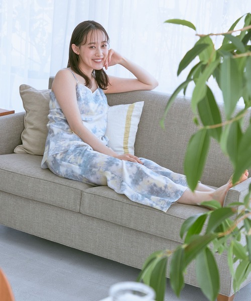 VIS（ビス）の「【コラーゲン加工】【ViSage】リサイクルサテンタイダイ柄イージーパンツ（ルームウェア/パジャマ・レディース・ピンク系その他2/ブルー系その他4・FREE）」の9枚目の写真