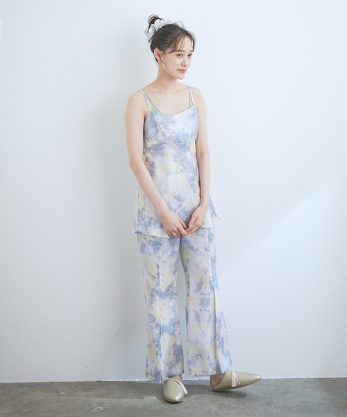 VIS（ビス）の「【コラーゲン加工】【ViSage】リサイクルサテンタイダイ柄イージーパンツ（ルームウェア/パジャマ・レディース・ピンク系その他2/ブルー系その他4・FREE）」の14枚目の写真