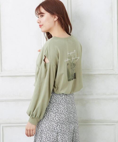 Allamanda（アラマンダ）の「Backフォト肩スリットロングTシャツ（Tシャツ/カットソー・レディース・チャコールグレー/オフホワイト/ミント/ライトベージュ・M）」の11枚目の写真