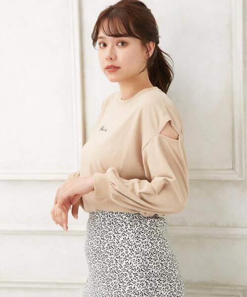 Allamanda（アラマンダ）の「Backフォト肩スリットロングTシャツ（Tシャツ/カットソー・レディース・チャコールグレー/オフホワイト/ミント/ライトベージュ・M）」の12枚目の写真