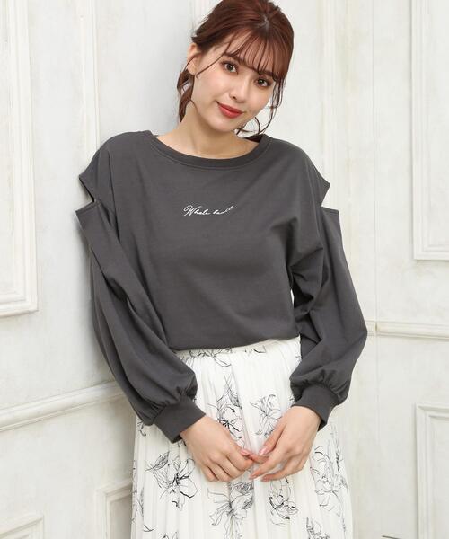 Allamanda（アラマンダ）の「Backフォト肩スリットロングTシャツ（Tシャツ/カットソー・レディース・チャコールグレー/オフホワイト/ミント/ライトベージュ・M）」の15枚目の写真