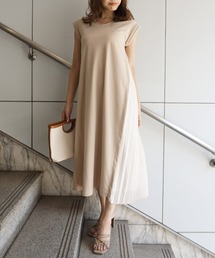 Roomy's | サイドプリーツ半袖ポンチワンピース(ワンピース)