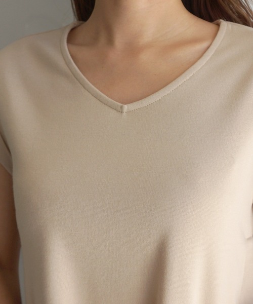 Roomy's（ルーミーズ）の「サイドプリーツ半袖ポンチワンピース（ワンピース・レディース・ベージュ/ブラック・マルチサイズ）」の7枚目の写真