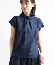 【 ALCEDO / アルセド 】 バックボタンリネンブラウス 111001 2 3 BL ALI
