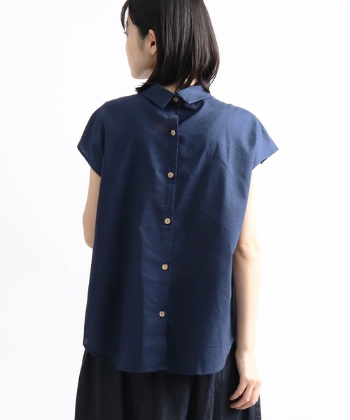 ALCEDO (アルセド)の「【 ALCEDO / アルセド 】 バックボタンリネンブラウス 111001 2 3 BL ALI(シャツ/ブラウス・レディース・ホワイト/アイボリー/ネイビー系・FREE)」の11枚目の写真