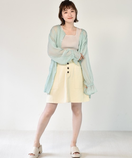 RETRO GIRL(レトロガール)の「スクエアリブニットタンク(タンクトップ・レディース・ライトグレー/ブラック/オフホワイト/オレンジ/グリーン・FREE)」の12枚目の写真