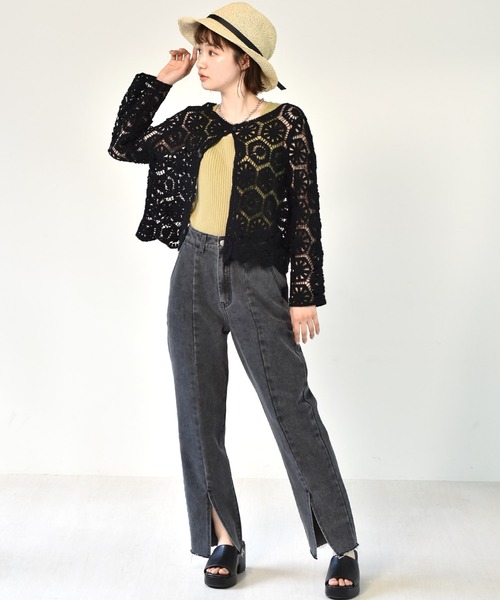 RETRO GIRL(レトロガール)の「スクエアリブニットタンク(タンクトップ・レディース・ライトグレー/ブラック/オフホワイト/オレンジ/グリーン・FREE)」の22枚目の写真