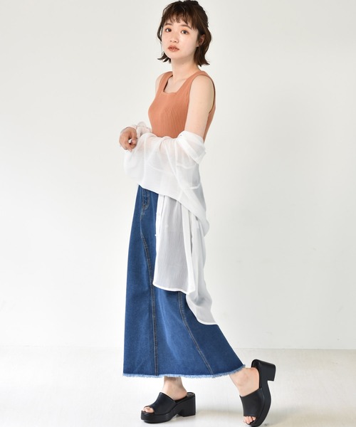 RETRO GIRL(レトロガール)の「スクエアリブニットタンク(タンクトップ・レディース・ライトグレー/ブラック/オフホワイト/オレンジ/グリーン・FREE)」の18枚目の写真