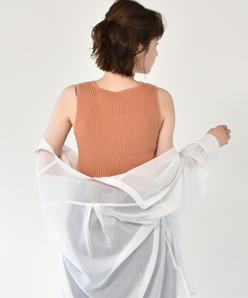 RETRO GIRL(レトロガール)の「スクエアリブニットタンク(タンクトップ・レディース・ライトグレー/ブラック/オフホワイト/オレンジ/グリーン・FREE)」の17枚目の写真