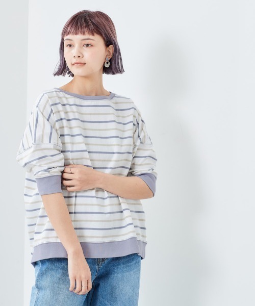 cepo(セポ)の「オーガニックコットンボーダー 7ブTee(Tシャツ/カットソー・レディース・カーキ/ホワイト系/グレー/チャコール/オフホワイト・M)」の3枚目の写真