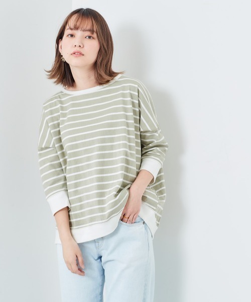 cepo(セポ)の「オーガニックコットンボーダー 7ブTee(Tシャツ/カットソー・レディース・カーキ/ホワイト系/グレー/チャコール/オフホワイト・M)」の5枚目の写真