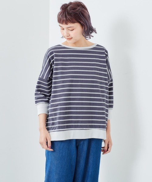 cepo(セポ)の「オーガニックコットンボーダー 7ブTee(Tシャツ/カットソー・レディース・カーキ/ホワイト系/グレー/チャコール/オフホワイト・M)」の4枚目の写真
