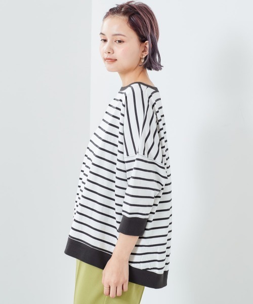 cepo(セポ)の「オーガニックコットンボーダー 7ブTee(Tシャツ/カットソー・レディース・カーキ/ホワイト系/グレー/チャコール/オフホワイト・M)」の16枚目の写真