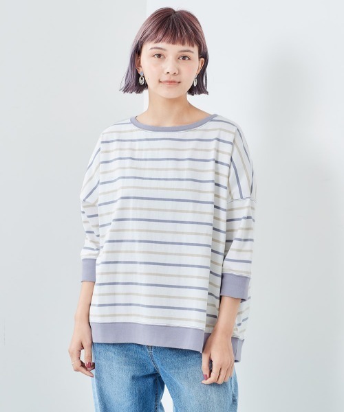 cepo(セポ)の「オーガニックコットンボーダー 7ブTee(Tシャツ/カットソー・レディース・カーキ/ホワイト系/グレー/チャコール/オフホワイト・M)」の13枚目の写真