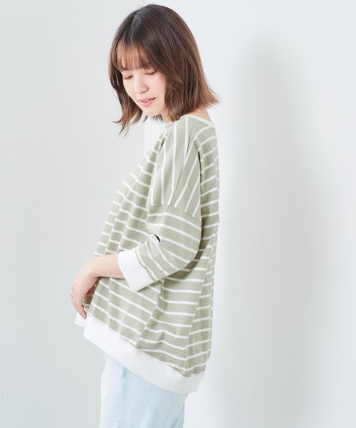 cepo(セポ)の「オーガニックコットンボーダー 7ブTee(Tシャツ/カットソー・レディース・カーキ/ホワイト系/グレー/チャコール/オフホワイト・M)」の19枚目の写真