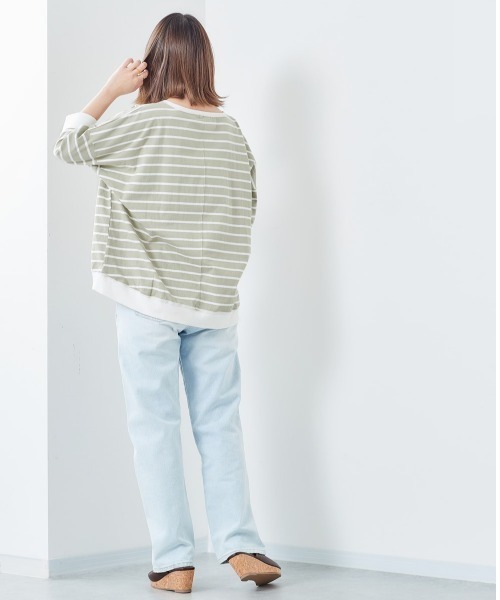 cepo(セポ)の「オーガニックコットンボーダー 7ブTee(Tシャツ/カットソー・レディース・カーキ/ホワイト系/グレー/チャコール/オフホワイト・M)」の9枚目の写真