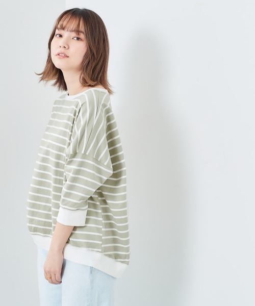 cepo(セポ)の「オーガニックコットンボーダー 7ブTee(Tシャツ/カットソー・レディース・カーキ/ホワイト系/グレー/チャコール/オフホワイト・M)」の15枚目の写真