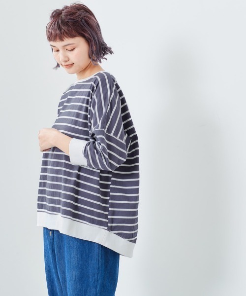 cepo(セポ)の「オーガニックコットンボーダー 7ブTee(Tシャツ/カットソー・レディース・カーキ/ホワイト系/グレー/チャコール/オフホワイト・M)」の18枚目の写真