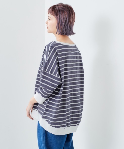 cepo(セポ)の「オーガニックコットンボーダー 7ブTee(Tシャツ/カットソー・レディース・カーキ/ホワイト系/グレー/チャコール/オフホワイト・M)」の8枚目の写真