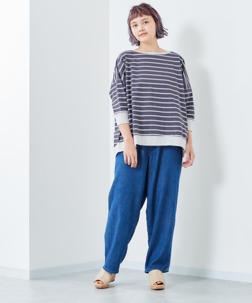 cepo(セポ)の「オーガニックコットンボーダー 7ブTee(Tシャツ/カットソー・レディース・カーキ/ホワイト系/グレー/チャコール/オフホワイト・M)」の12枚目の写真