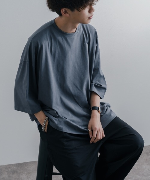 epnok(エプノック)の「タックオーバーTee(Tシャツ/カットソー・メンズ・オフホワイト/グレイッシュベージュ/ミント/グレイッシュブルー/オートミール・SMALL/MEDIUM/LARGE)」の5枚目の写真