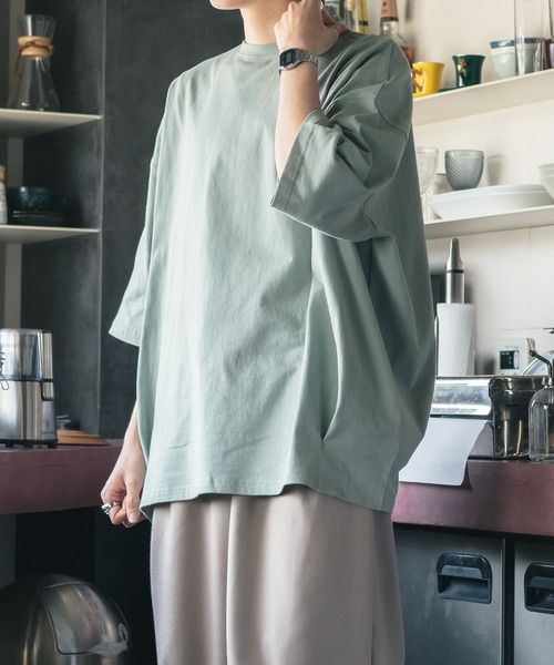 epnok(エプノック)の「タックオーバーTee(Tシャツ/カットソー・メンズ・オフホワイト/グレイッシュベージュ/ミント/グレイッシュブルー/オートミール・SMALL/MEDIUM/LARGE)」の4枚目の写真