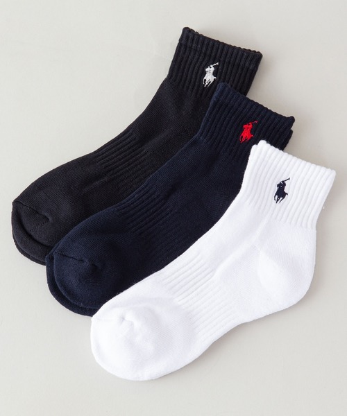 POLO RALPH LAUREN（ポロ ラルフ ローレン）の「【 POLO RALPH LAUREN/ポロラルフローレン】クォーター丈靴下（ソックス）　3足組　ワンポイント刺繍（ソックス/靴下・レディース・ホワイト系その他・FREE）」の3枚目の写真