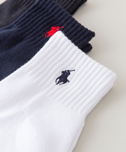 POLO RALPH LAUREN（ポロ ラルフ ローレン）の「【 POLO RALPH LAUREN/ポロラルフローレン】クォーター丈靴下（ソックス）　3足組　ワンポイント刺繍（ソックス/靴下・レディース・ホワイト系その他・FREE）」の4枚目の写真