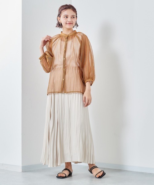 cepo（セポ）の「ミックスシアーギャザーブラウス（シャツ/ブラウス・レディース・オレンジ/ブルー・M）」の15枚目の写真