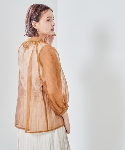 cepo（セポ）の「ミックスシアーギャザーブラウス（シャツ/ブラウス・レディース・オレンジ/ブルー・M）」の13枚目の写真
