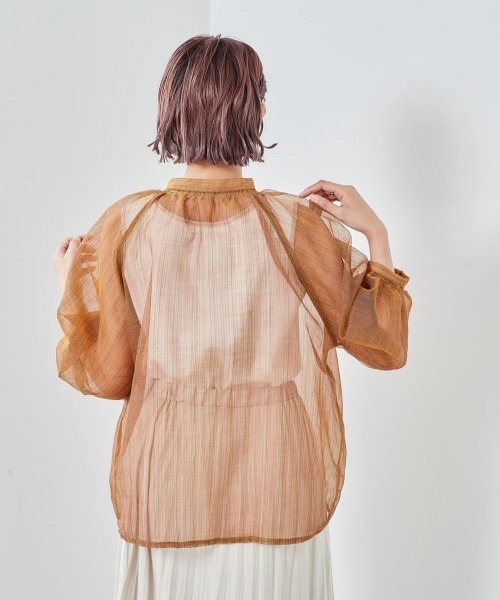 cepo（セポ）の「ミックスシアーギャザーブラウス（シャツ/ブラウス・レディース・オレンジ/ブルー・M）」の14枚目の写真