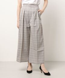 先染めチェックワイドパンツ