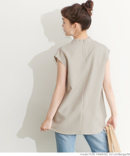 coca(coca)(コカ)の「リネンライクノースリーブトップス(シャツ/ブラウス・レディース・ベージュ/ネイビー・M/L)」の8枚目の写真