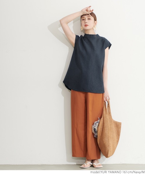 coca(coca)(コカ)の「リネンライクノースリーブトップス(シャツ/ブラウス・レディース・ベージュ/ネイビー・M/L)」の9枚目の写真
