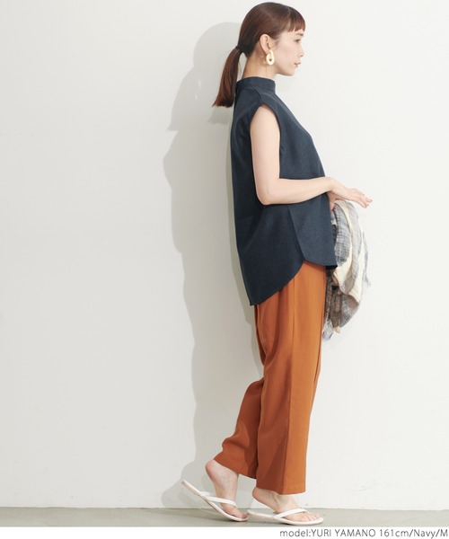 coca(coca)(コカ)の「リネンライクノースリーブトップス(シャツ/ブラウス・レディース・ベージュ/ネイビー・M/L)」の11枚目の写真