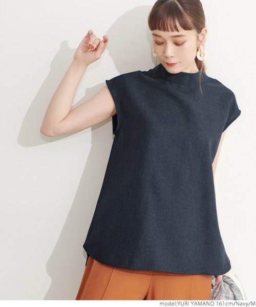 coca(coca)(コカ)の「リネンライクノースリーブトップス(シャツ/ブラウス・レディース・ベージュ/ネイビー・M/L)」の12枚目の写真