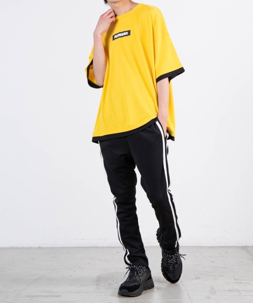 WEGO（ウィゴー）の「WEGO/バンダナプリントレイヤードビックシルエット半袖Tシャツ（Tシャツ/カットソー・メンズ・ホワイト/ブラック/イエロー・MEDIUM/LARGE）」の14枚目の写真