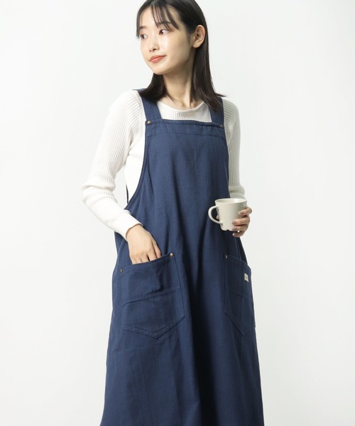 salle de bal（サルデバル）の「switch / スイッチ  ロングエプロン H型 胸当て エプロン Htype  ベンジャミン ジャスミン チェックミン AMG-37-23 FRH（エプロン・レディース・グリーン/アイボリー/ブラック/ライトグレー/ネイビー/ダークグレー/マスタード/ダークブルー/ホワイト系その他/ホワイト・FREE）」の8枚目の写真