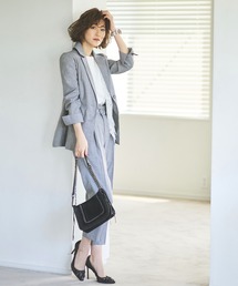 RUIRUE BOUTIQUE（ルイルエブティック）の「UVカット＆洗えるリネンライクバックボタンジャケットパンツ消臭抗菌セットアップビジネスオフィススーツ吸水速乾2点セット（スーツセット・レディース）」
