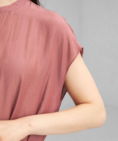 green label relaxing（グリーンレーベルリラクシング）の「スタンド ネック  ウエストゴム フレンチスリーブ ワンピース（ワンピース・レディース・オリーブ/ピンク/ロイヤルブルー・38/36）」の8枚目の写真